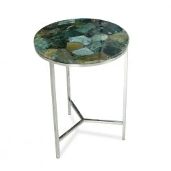 Foster Agate Top and Nickel Antique Base Round Chairside Table by Steve Silver -Steve Silver Online Store agate top and nickel antique base steve silver end side tables ft140ec 4f 1000