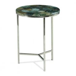 Foster Agate Top and Nickel Antique Base Round Chairside Table by Steve Silver -Steve Silver Online Store agate top and nickel antique base steve silver end side tables ft140ec c3 1000