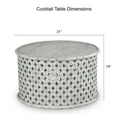 Samir 31 in. Aged Alabaster Medium Round Wood Coffee Table by Steve Silver -Steve Silver Online Store aged alabaster steve silver coffee tables sm100c c3 1000