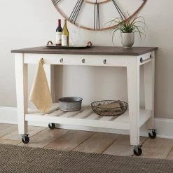 Cayla Antique White Kitchen Cart with Oak Top by Steve Silver -Steve Silver Online Store antique white with oak top steve silver kitchen carts cy400ckw 31 1000