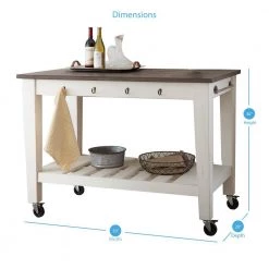 Cayla Antique White Kitchen Cart with Oak Top by Steve Silver -Steve Silver Online Store antique white with oak top steve silver kitchen carts cy400ckw c3 1000