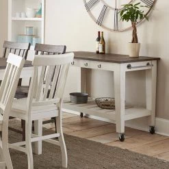 Cayla Antique White Kitchen Cart with Oak Top by Steve Silver -Steve Silver Online Store antique white with oak top steve silver kitchen carts cy400ckw d4 1000