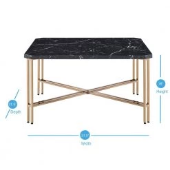 Daxton Black Faux Marble Square Cocktail Table by Steve Silver -Steve Silver Online Store black and gold steve silver coffee tables dx100c 1f 1000