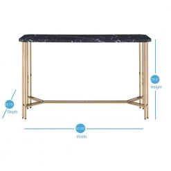 Daxton 47.25 in. Black Rectangle Faux Marble Console Table with Leg Levelers by Steve Silver -Steve Silver Online Store black and gold steve silver console tables dx100s 4f 1000