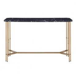 Daxton 47.25 in. Black Rectangle Faux Marble Console Table with Leg Levelers by Steve Silver