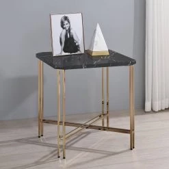 Daxton Black Faux Marble Square End Table by Steve Silver -Steve Silver Online Store black and gold steve silver end side tables dx100e 31 1000