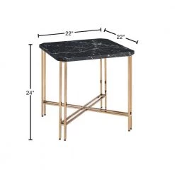 Daxton Black Faux Marble Square End Table by Steve Silver -Steve Silver Online Store black and gold steve silver end side tables dx100e 40 1000