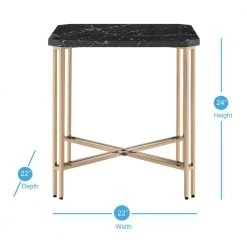Daxton Black Faux Marble Square End Table by Steve Silver -Steve Silver Online Store black and gold steve silver end side tables dx100e 4f 1000