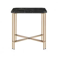 Daxton Black Faux Marble Square End Table by Steve Silver