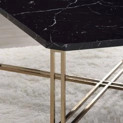 Daxton Black Faux Marble Square End Table by Steve Silver -Steve Silver Online Store black and gold steve silver end side tables dx100e c3 1000