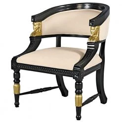 Neoclassical Egyptian Black Mahogany Revival Chair by Design Toscano