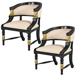 Neoclassical Egyptian Black Mahogany Revival Chair (Set of 2) by Design Toscano