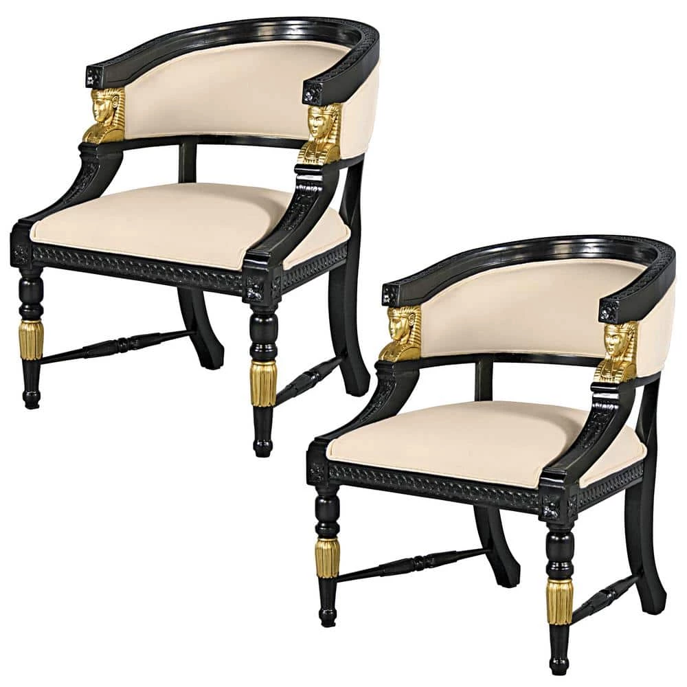 Neoclassical Egyptian Black Mahogany Revival Chair (Set of 2) by Design Toscano 3 Neoclassical Egyptian Black Mahogany Revival Chair (Set of 2) by Design Toscano