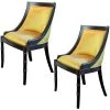 Emperor Caesar Neoclassical Black Mahogany Swing Back Side Chairs (Set of 2) by Design Toscano
