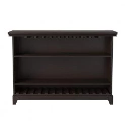 Garcia 38 in. Counter Height Ebony Finish Wood Frame Home Bar with Bottle and Stemware Storage by Steve Silver -Steve Silver Online Store black ebony painted finish steve silver home bars gr560b fa 1000