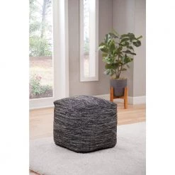 Omari Square Handwoven Pouf by Steve Silver -Steve Silver Online Store black ivory steve silver ottomans mr180p 31 1000
