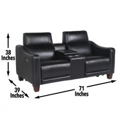 Giorno 71 in. Black Leather 2-Seater Loveseat with Power Recline and Console with Storage by Steve Silver 16 Giorno 71 in. Black Leather 2-Seater Loveseat with Power Recline and Console with Storage by Steve Silver -Steve Silver Online Store black leather steve silver loveseats gi850clb fa 1000