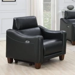Giorno 35 in. Black Leather Power Recliner with Wall Saver Design by Steve Silver 17 Giorno 35 in. Black Leather Power Recliner with Wall Saver Design by Steve Silver -Steve Silver Online Store black leather steve silver recliners gi850rb 31 1000
