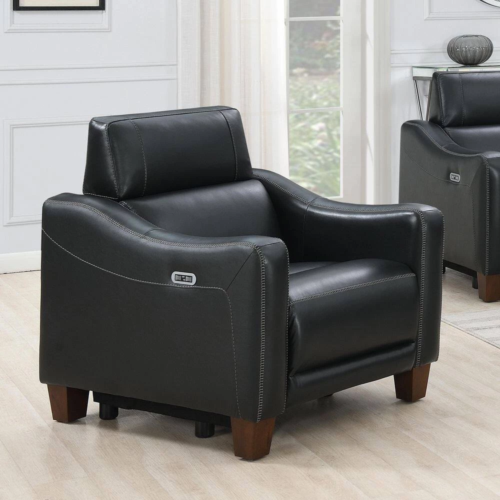 Giorno 35 in. Black Leather Power Recliner with Wall Saver Design by Steve Silver 10 Giorno 35 in. Black Leather Power Recliner with Wall Saver Design by Steve Silver - Image 8