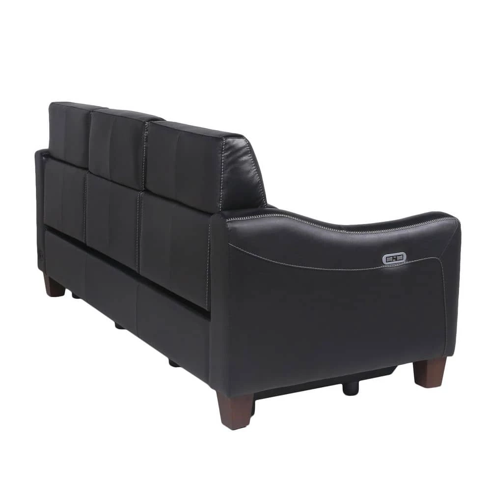 Giorno 81 in. Wide Slope Arm Top Grain Leather Traditional Straight Dual Power Sofa in Black by Steve Silver 7 Giorno 81 in. Wide Slope Arm Top Grain Leather Traditional Straight Dual Power Sofa in Black by Steve Silver - Image 5
