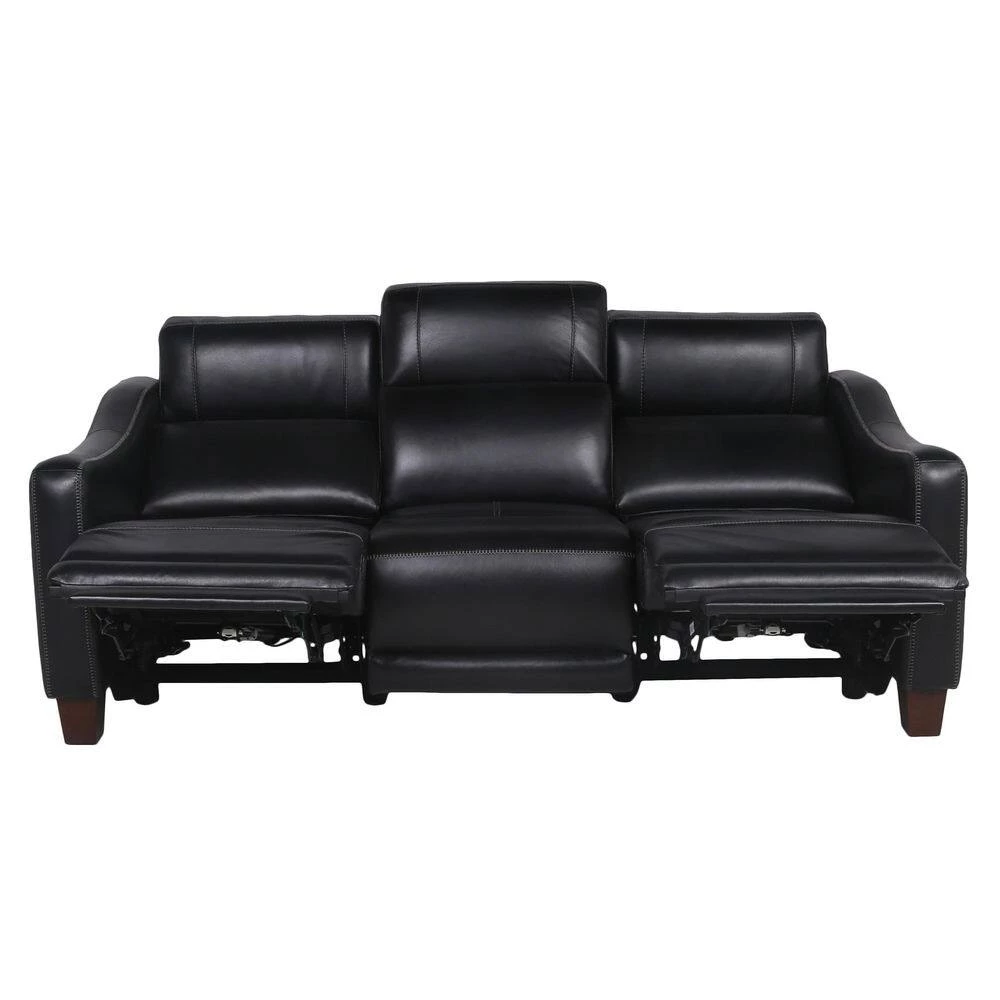 Giorno 81 in. Wide Slope Arm Top Grain Leather Traditional Straight Dual Power Sofa in Black by Steve Silver 6 Giorno 81 in. Wide Slope Arm Top Grain Leather Traditional Straight Dual Power Sofa in Black by Steve Silver - Image 4