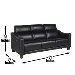 Giorno 81 in. Wide Slope Arm Top Grain Leather Traditional Straight Dual Power Sofa in Black by Steve Silver 18 Giorno 81 in. Wide Slope Arm Top Grain Leather Traditional Straight Dual Power Sofa in Black by Steve Silver -Steve Silver Online Store black leather steve silver sofas couches gi850sb 76 1000