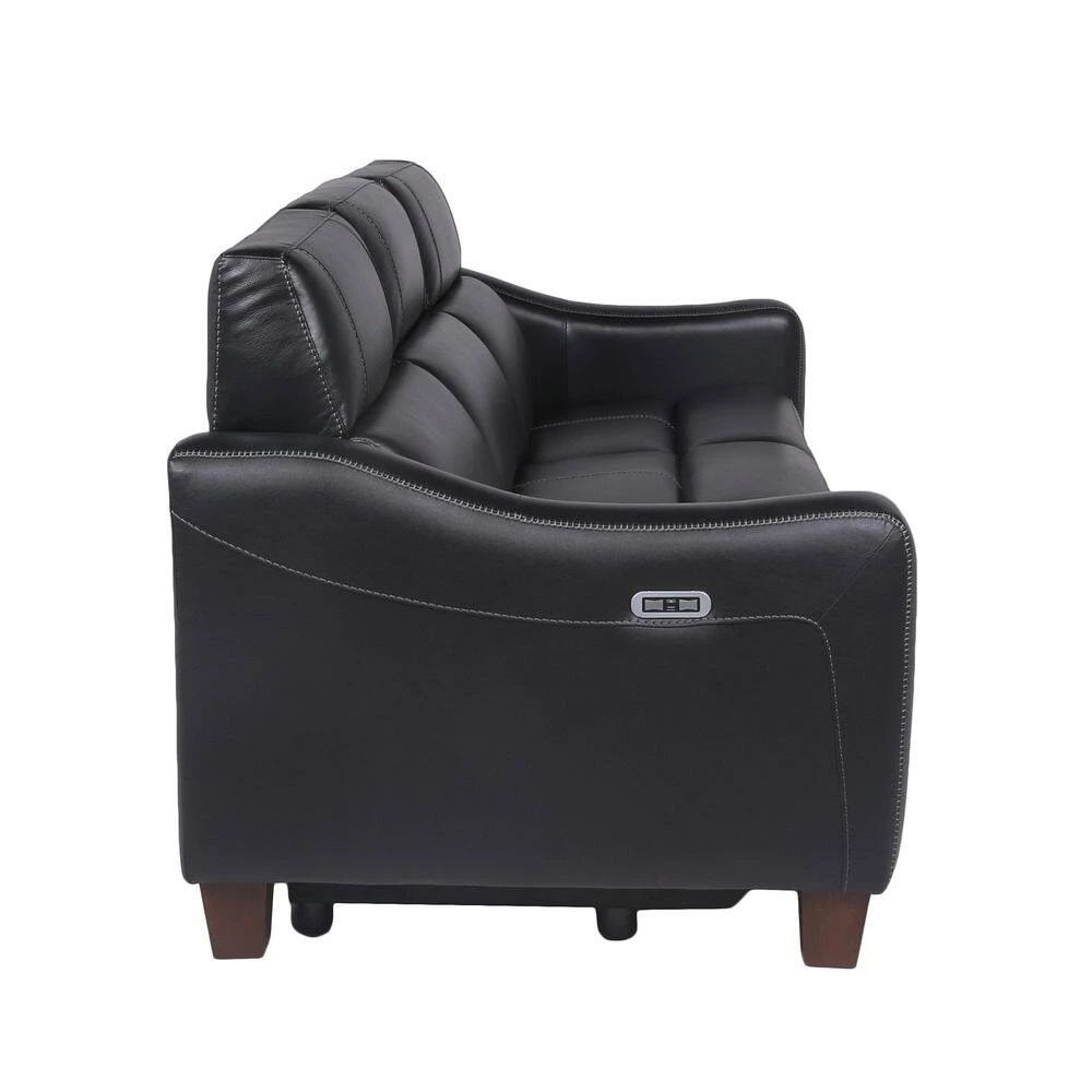 Giorno 81 in. Wide Slope Arm Top Grain Leather Traditional Straight Dual Power Sofa in Black by Steve Silver 4 Giorno 81 in. Wide Slope Arm Top Grain Leather Traditional Straight Dual Power Sofa in Black by Steve Silver - Image 2