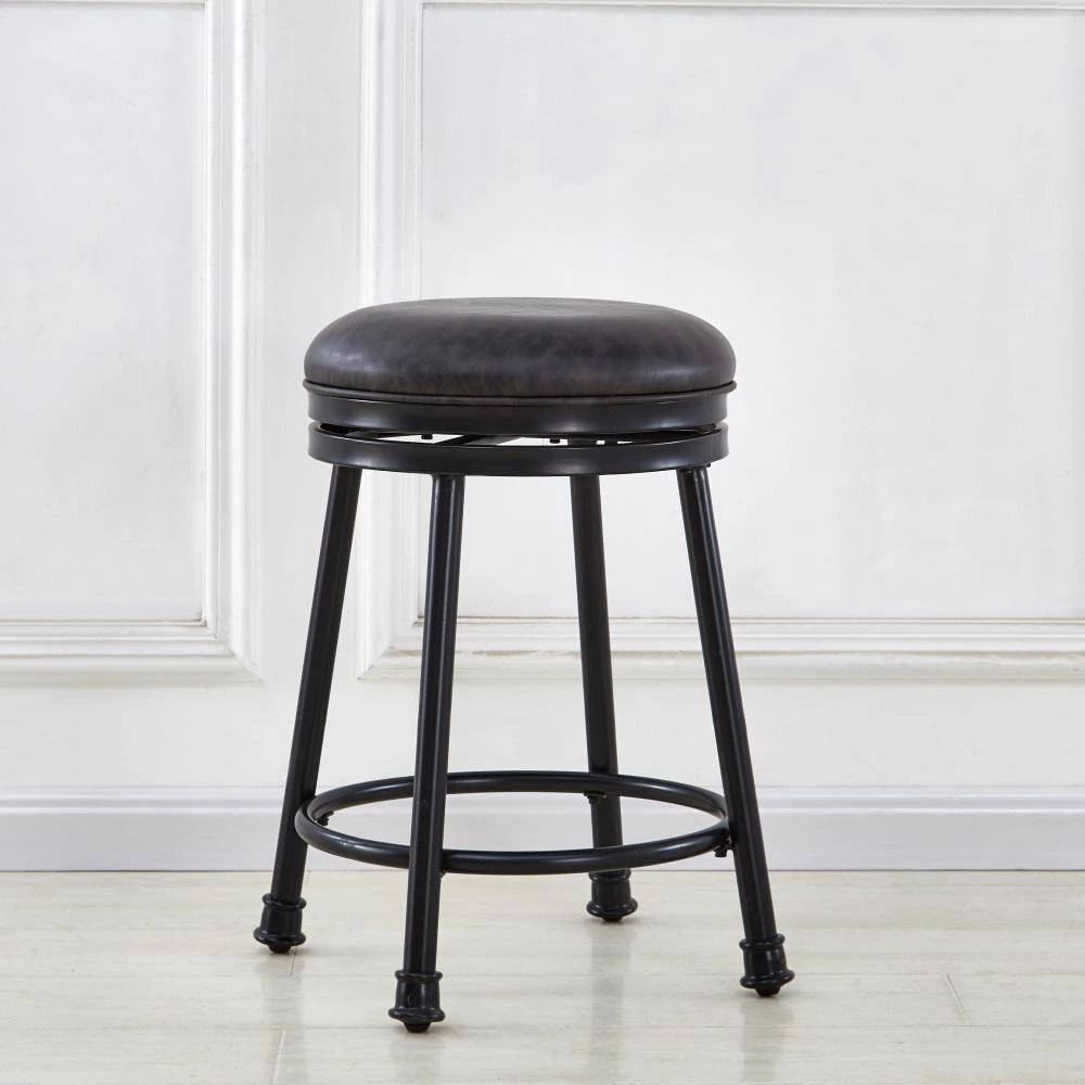 Claire 24 in. Black Base with Brown seat Swivel Counter Stool by Steve Silver 7 Claire 24 in. Black Base with Brown seat Swivel Counter Stool by Steve Silver - Image 5