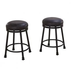 Claire 24 in. Black Base with Brown seat Swivel Counter Stool by Steve Silver
