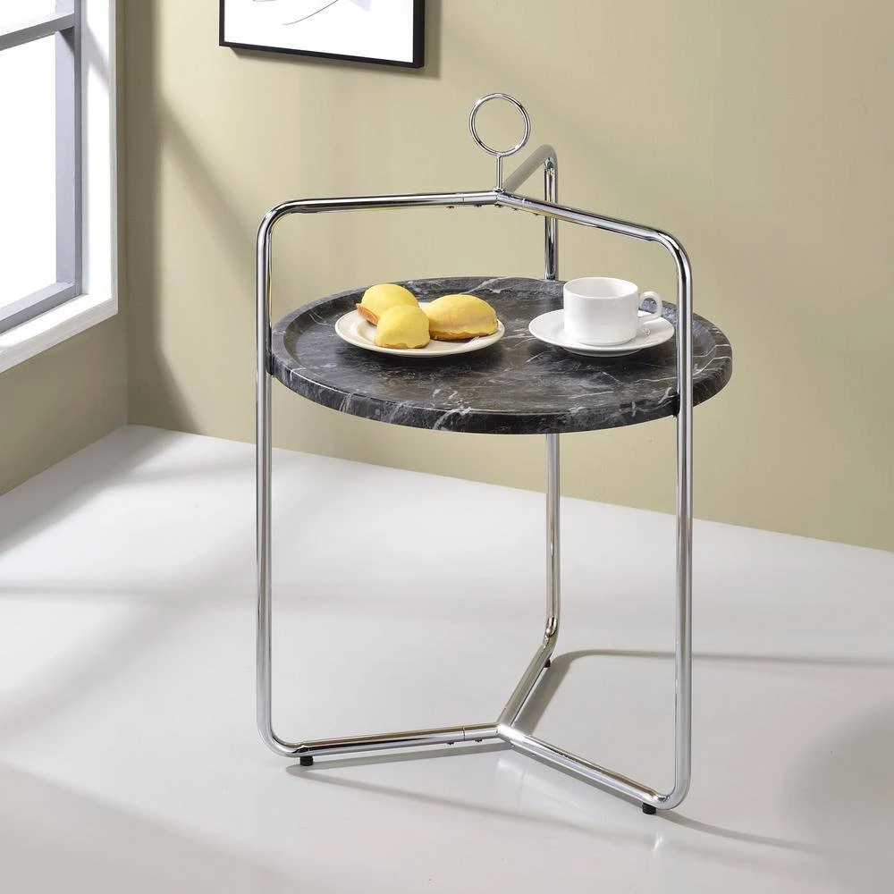 Miro 19.5 in. W Black/Silver Side Table by Steve Silver 7 Miro 19.5 in. W Black/Silver Side Table by Steve Silver - Image 5