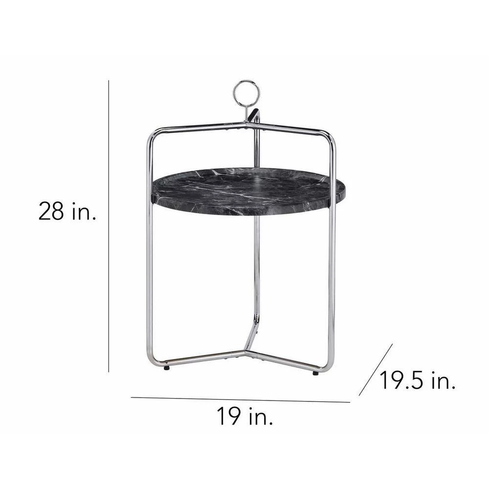 Miro 19.5 in. W Black/Silver Side Table by Steve Silver 6 Miro 19.5 in. W Black/Silver Side Table by Steve Silver - Image 4