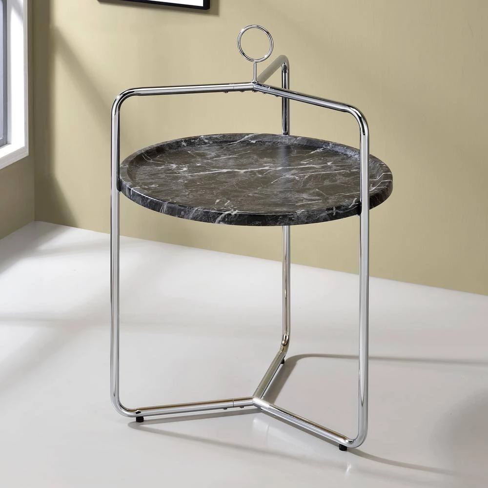 Miro 19.5 in. W Black/Silver Side Table by Steve Silver 4 Miro 19.5 in. W Black/Silver Side Table by Steve Silver - Image 2