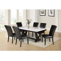 Finley Black Ebony Polyurethane Side Chair (Set of 2) by Steve Silver -Steve Silver Online Store black upholstery ebony base steve silver accent chairs fl500skn 31 1000