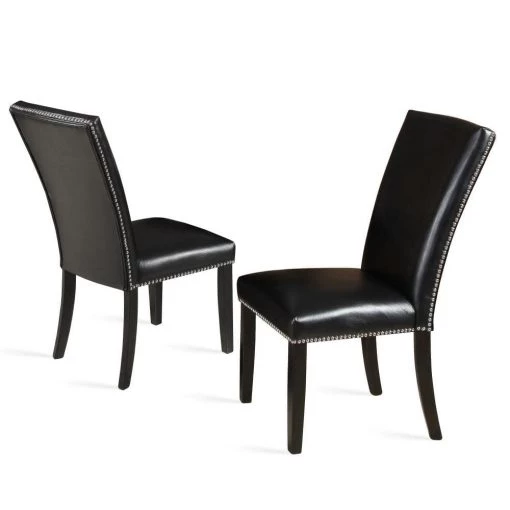 Finley Black Ebony Polyurethane Side Chair (Set of 2) by Steve Silver -Steve Silver Online Store black upholstery ebony base steve silver accent chairs fl500skn 64 1000