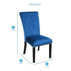 Camila Blue Velvet Dining Chair (Set of 2) by Steve Silver -Steve Silver Online Store blue steve silver dining chairs cm540sbn 4f 1000