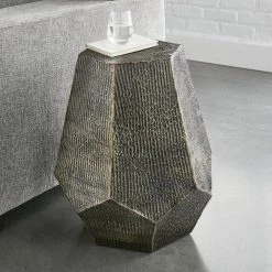 Donato Brass Hexagon 18.5 in. End Table by Steve Silver -Steve Silver Online Store brass steve silver end side tables dt200e 31 1000