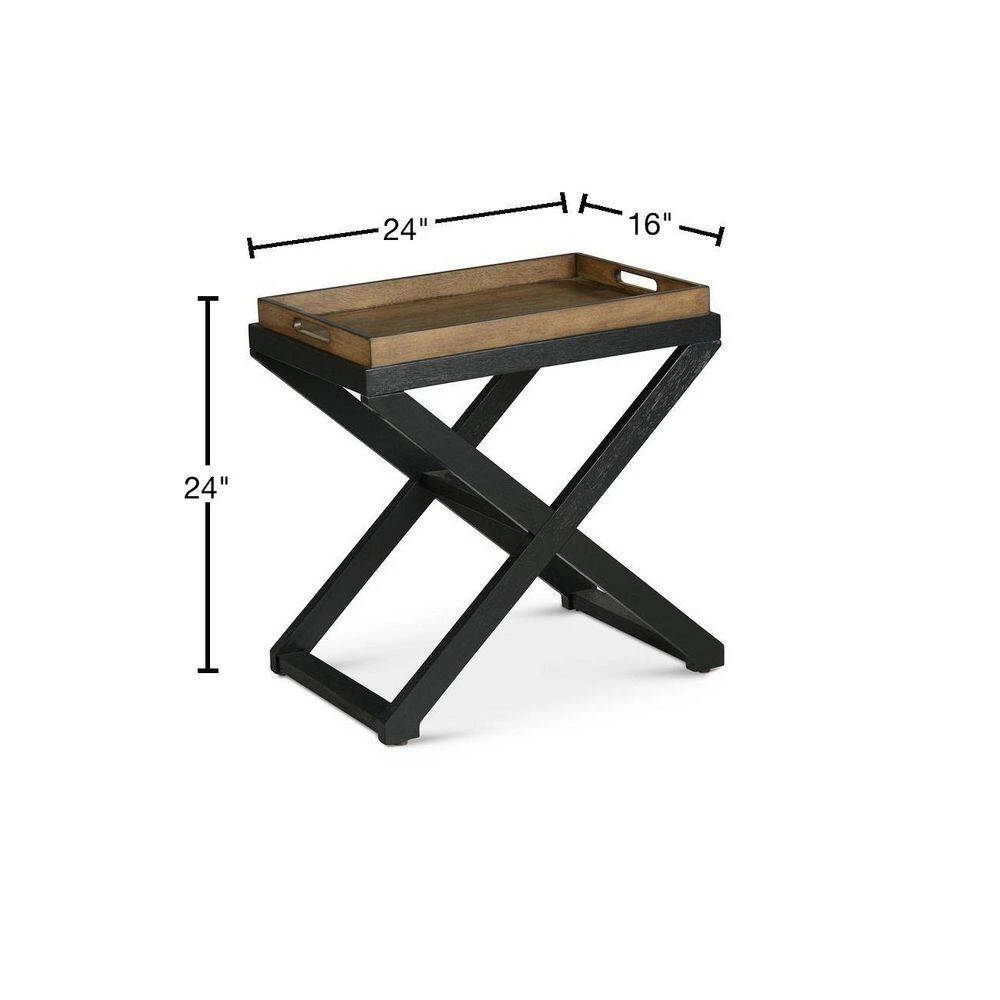 Topeka 24 in. W Brown and Ebony Chairside Table by Steve Silver 5 Topeka 24 in. W Brown and Ebony Chairside Table by Steve Silver - Image 3