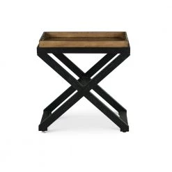 Topeka 24 in. W Brown and Ebony Chairside Table by Steve Silver