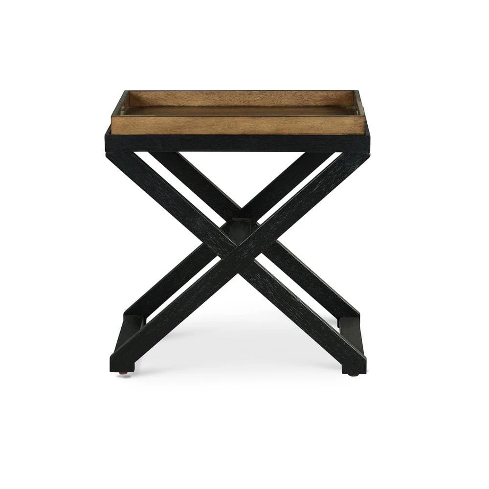 Topeka 24 in. W Brown and Ebony Chairside Table by Steve Silver 3 Topeka 24 in. W Brown and Ebony Chairside Table by Steve Silver