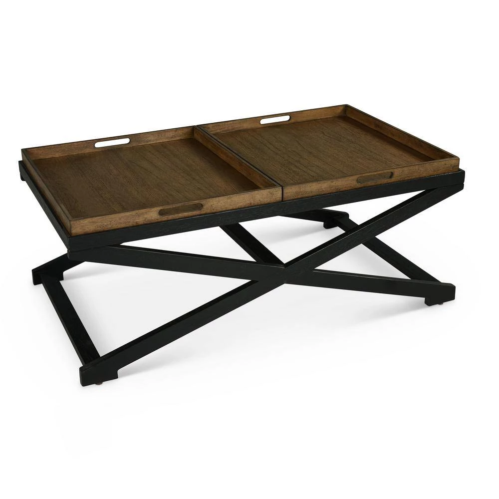 Topeka 49"Lx 28"D Brown and Ebony Cocktail Table by Steve Silver 4 Topeka 49"Lx 28"D Brown and Ebony Cocktail Table by Steve Silver - Image 2