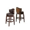 Jasper Bar Chair 42 in. Solid Wood with Curved Back in Black Faux Leather with Paisley Accent Fabric - Set of 2 by Steve Silver 1 Jasper Bar Chair 42 in. Solid Wood with Curved Back in Black Faux Leather with Paisley Accent Fabric - Set of 2 by Steve Silver -Steve Silver Online Store brown cherry steve silver bar stools jr300bcc 64 1000