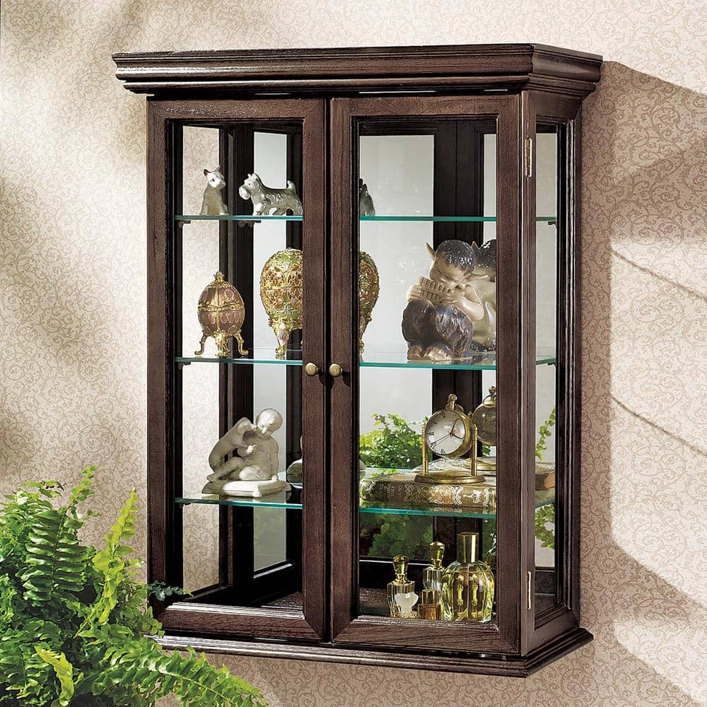 Country Tuscan Brown Hardwood Wall Curio Accent Cabinet by Design Toscano 7 Country Tuscan Brown Hardwood Wall Curio Accent Cabinet by Design Toscano - Image 5