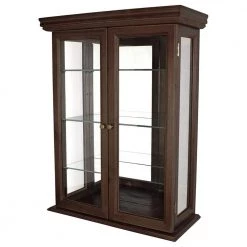 Country Tuscan Brown Hardwood Wall Curio Accent Cabinet by Design Toscano