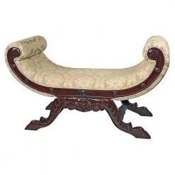 Waldorf Brown Walnut Rolled Arm Bench 26 in. H x 43 in. W x 17.5 in. D by Design Toscano