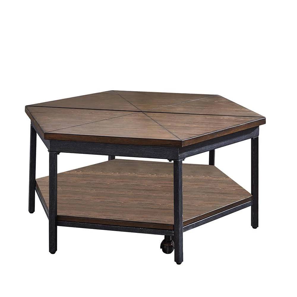 Ultimo 36 in. Brown Mocha Medium Hexagon Wood Coffee Table with Lift Top by Steve Silver 3 Ultimo 36 in. Brown Mocha Medium Hexagon Wood Coffee Table with Lift Top by Steve Silver