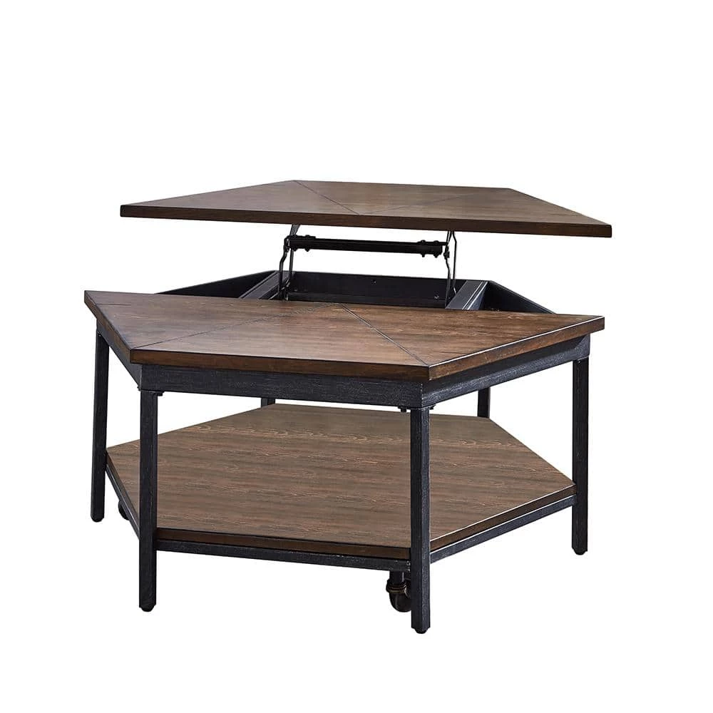 Ultimo 36 in. Brown Mocha Medium Hexagon Wood Coffee Table with Lift Top by Steve Silver 6 Ultimo 36 in. Brown Mocha Medium Hexagon Wood Coffee Table with Lift Top by Steve Silver - Image 4