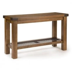 Hailee 48 in. Brown Standard Rectangle Wood Console Table with Shelves by Steve Silver