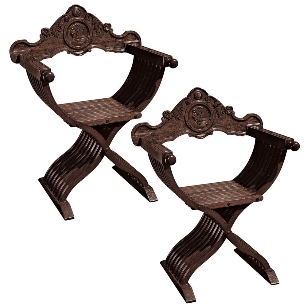 The Savonarola Brown Mahogany Chair (Set of 2) by Design Toscano 3 The Savonarola Brown Mahogany Chair (Set of 2) by Design Toscano