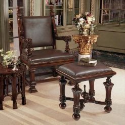 Lord Cumberland's Cherry Mahogany Throne Chair and Foot Stool (Set of 2) by Design Toscano 7 Lord Cumberland's Cherry Mahogany Throne Chair and Foot Stool (Set of 2) by Design Toscano -Steve Silver Online Store cherry design toscano accent chairs af91366 31 1000