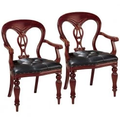 Simsbury Manor Cherry Mahogany Arm Chair (Set of 2) by Design Toscano
